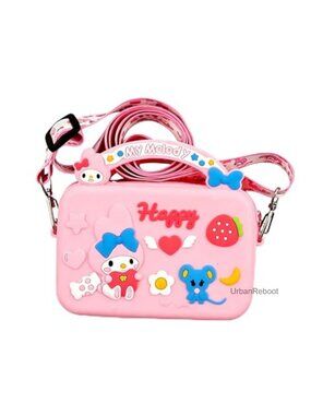 Silicone Cartoon Crossbody Bag Adjustable Strap Zipper Keychain
